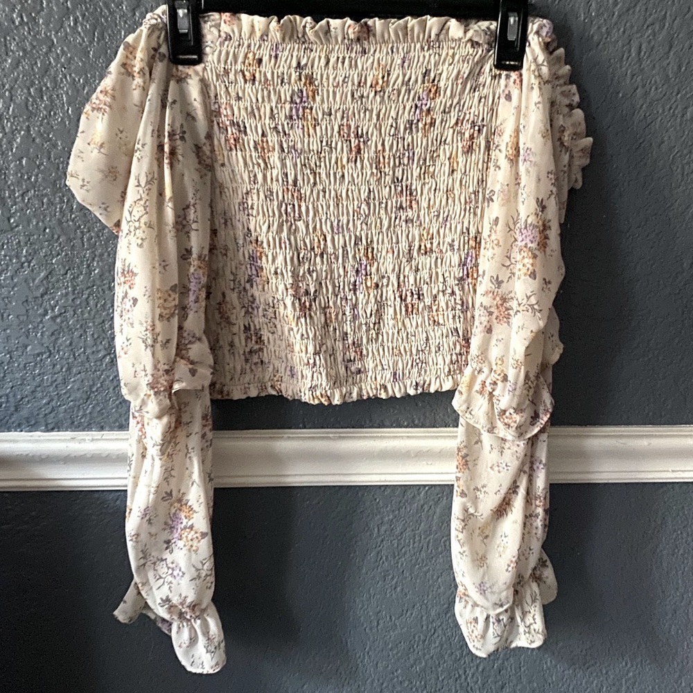 Over the shoulder crop top.